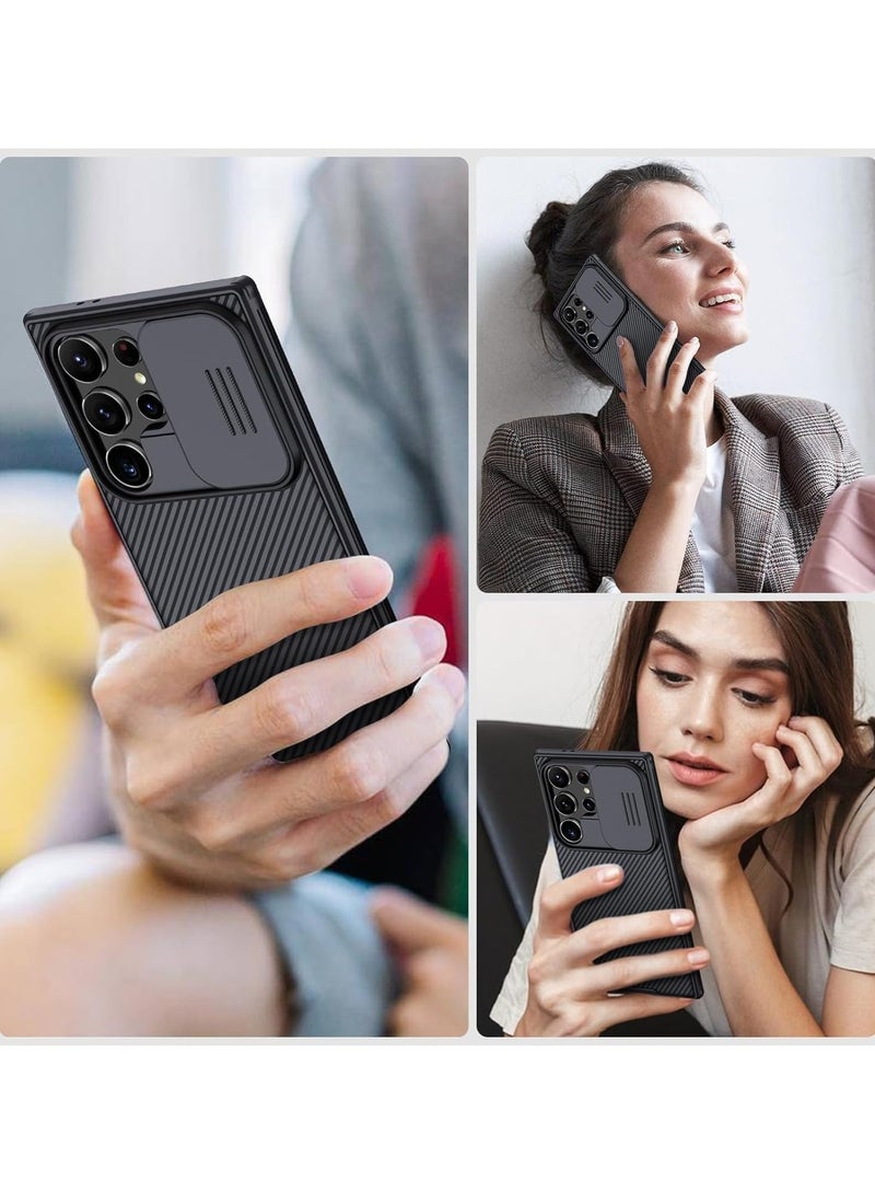 نيلكين غطاء حماية لهاتف سامسونج جالاكسي S23 ألترا من نيلكين كامشيلد برو، مزود بحماية منزلقة لعدسة الكاميرا، وظهر من البولي كربونات، وإطار من البولي يوريثين الحراري، باللون الأسود. - Image 3